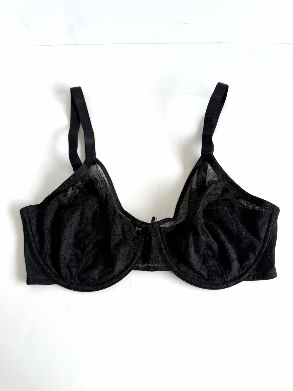 Hilaine Black Sheer Lace Underwire Bra 36D NWT